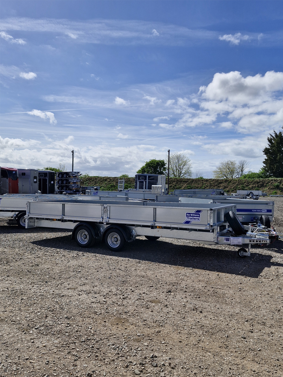 Ifor Williams LM1666 flatbed trailer with drop sides, twin-axle design