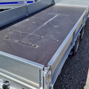 Ifor Williams LM1666 flatbed trailer with drop sides, top view.