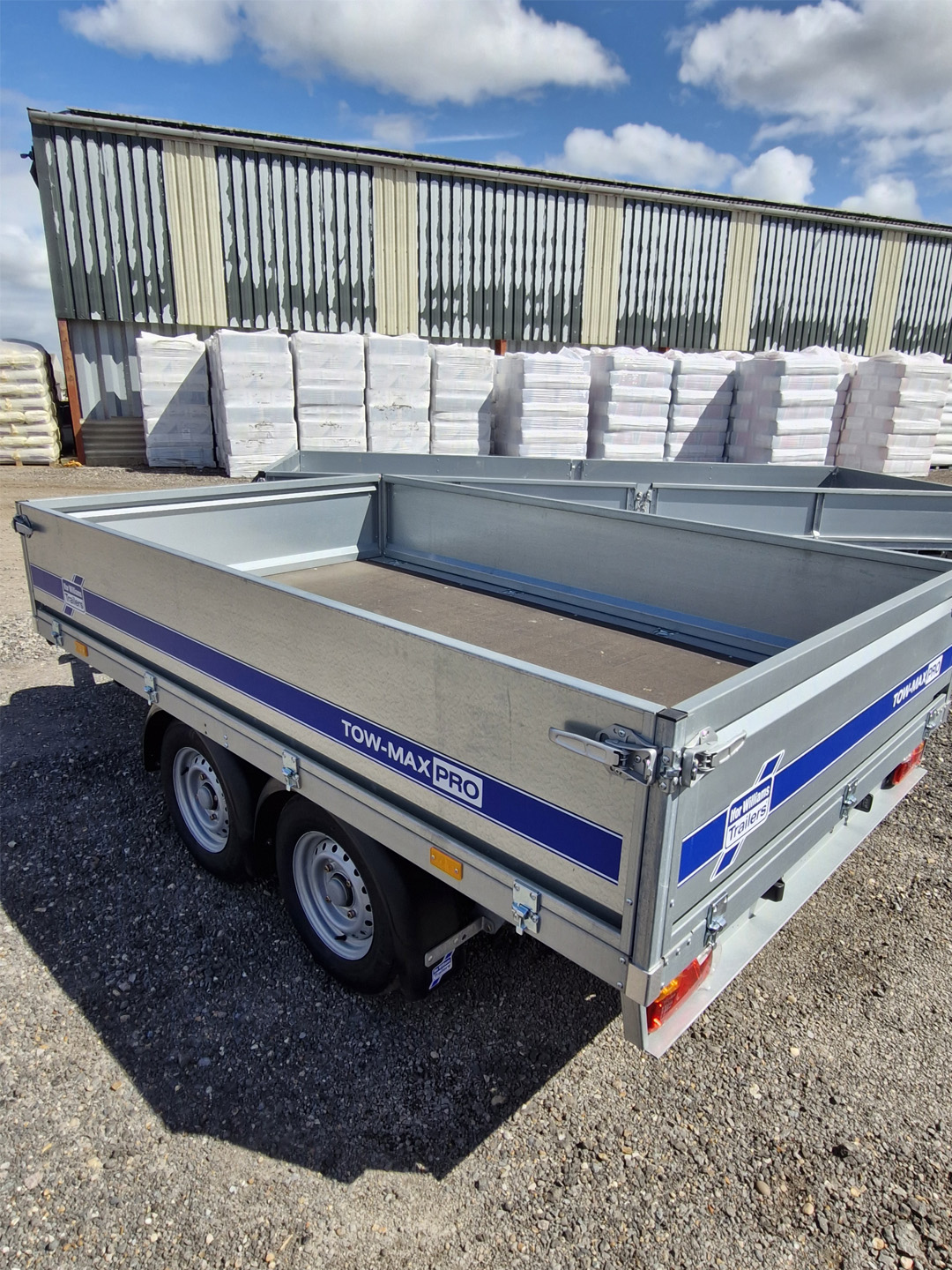 Ifor Williams TM272-2817 Tow-Max Pro flatbed trailer side view.