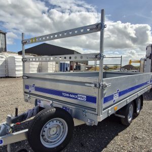 Ifor Williams TM272-3617 Tow-Max Pro flatbed trailer with ladder rack.