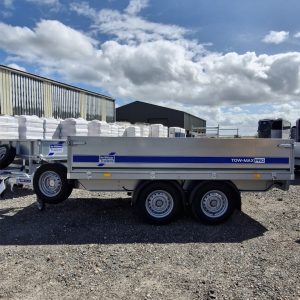 Ifor Williams TM272-2817 Tow-Max Pro Flatbed Trailer side view with twin axles